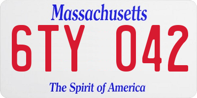 MA license plate 6TY042