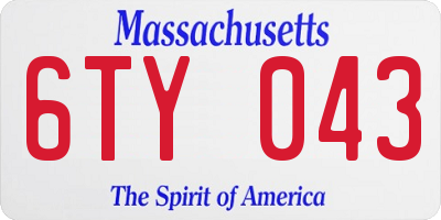 MA license plate 6TY043