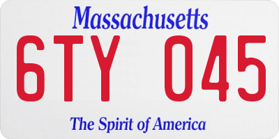 MA license plate 6TY045