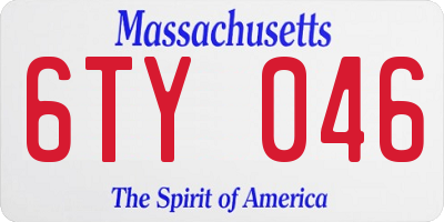 MA license plate 6TY046