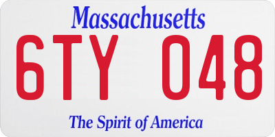 MA license plate 6TY048