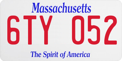 MA license plate 6TY052