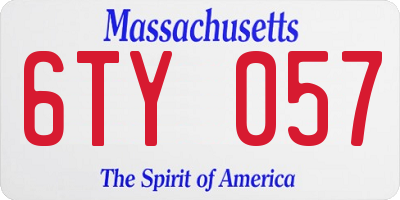 MA license plate 6TY057