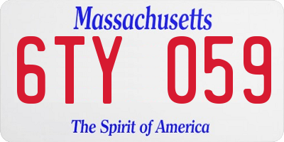 MA license plate 6TY059
