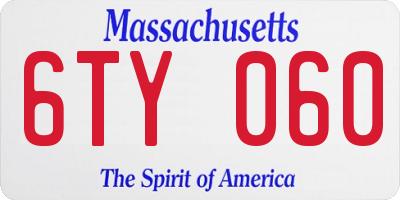 MA license plate 6TY060