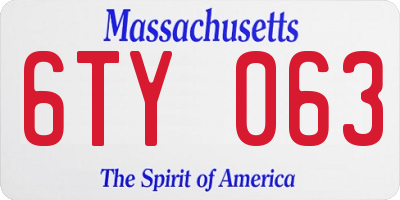 MA license plate 6TY063
