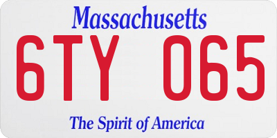 MA license plate 6TY065