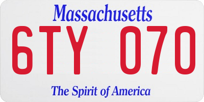 MA license plate 6TY070
