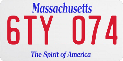 MA license plate 6TY074