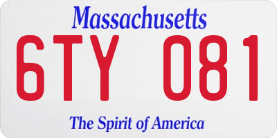 MA license plate 6TY081