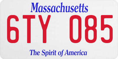 MA license plate 6TY085