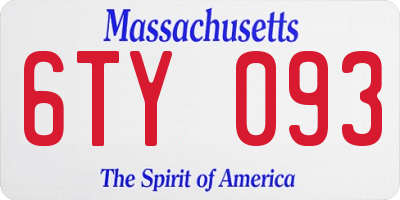 MA license plate 6TY093