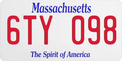 MA license plate 6TY098