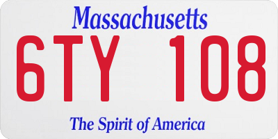 MA license plate 6TY108
