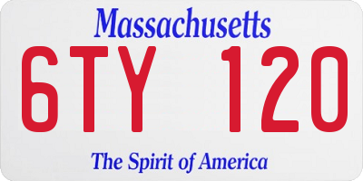 MA license plate 6TY120