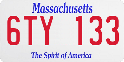 MA license plate 6TY133