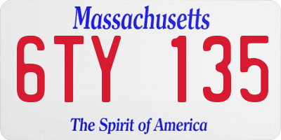 MA license plate 6TY135