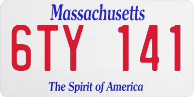 MA license plate 6TY141