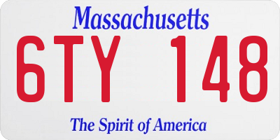 MA license plate 6TY148