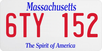 MA license plate 6TY152