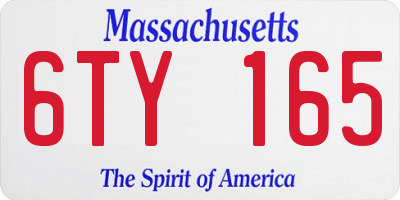 MA license plate 6TY165