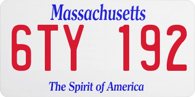 MA license plate 6TY192