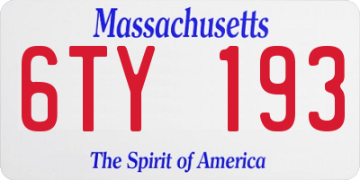 MA license plate 6TY193