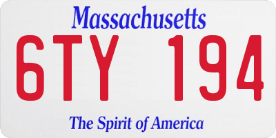 MA license plate 6TY194