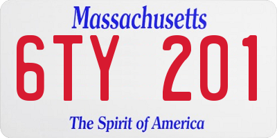 MA license plate 6TY201