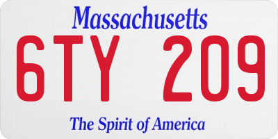 MA license plate 6TY209