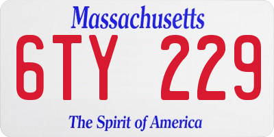 MA license plate 6TY229