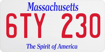 MA license plate 6TY230
