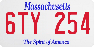 MA license plate 6TY254
