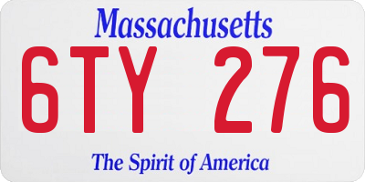 MA license plate 6TY276