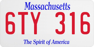 MA license plate 6TY316