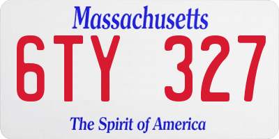 MA license plate 6TY327