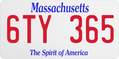 MA license plate 6TY365