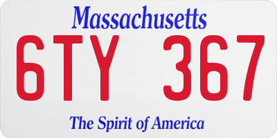 MA license plate 6TY367
