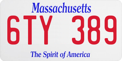MA license plate 6TY389