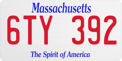 MA license plate 6TY392