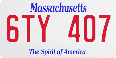 MA license plate 6TY407