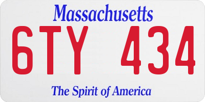 MA license plate 6TY434