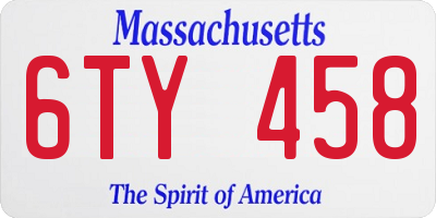 MA license plate 6TY458