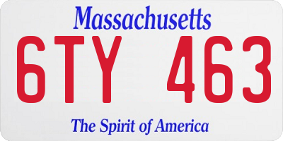 MA license plate 6TY463