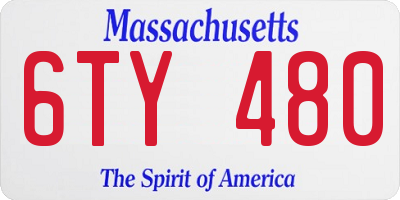 MA license plate 6TY480