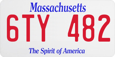 MA license plate 6TY482