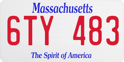 MA license plate 6TY483