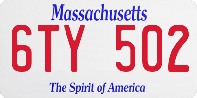 MA license plate 6TY502