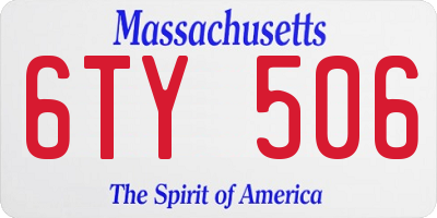 MA license plate 6TY506