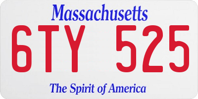 MA license plate 6TY525